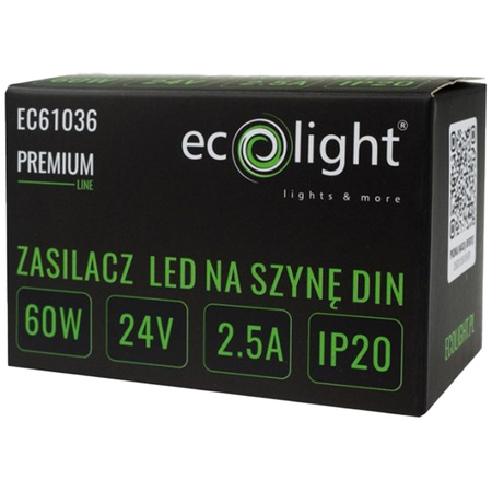 Napájecí zdroj LED Premium Line 60W 24V Ecolight na lištu DIN