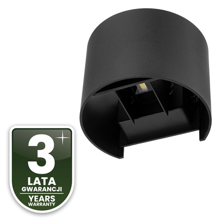 Zahradní nástěnná lampa 2x 3W, nastavitelné nahoru a dolů 4000K Černá PINUS LUMILED