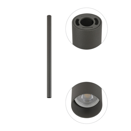 Povrchová montáž GU10 SPOT TUBA Grey FOURTY M 10887 Nowodvorski