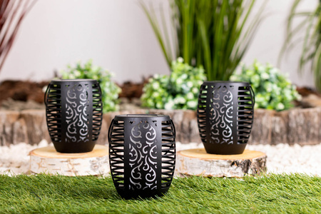 Solární zahradní lampa LED závěsná LANTERN Flame IP44 1700K soumrakový senzor