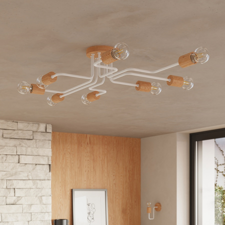 Stropní lustr 4x E27 Přírodní dřevo Bílý Timbo Peach Puff SL.1665 Sollux