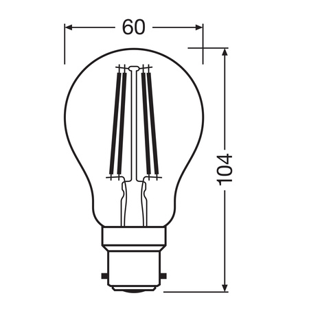 LED žárovka A60 B22d 7,5W = 75W 1055lm 4000K neutrální bílá 300° Retrofit Filament CLASSIC Osram