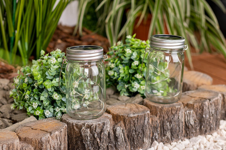 LED lucerna Solar Garden Jar Hanging Glass