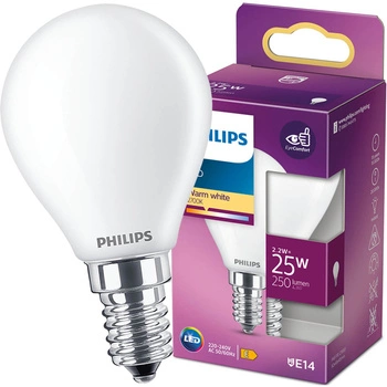 E14 P45 LED žárovka 2.2W = 25W 250lm 2700K Teplá bílá vlákno PHILIPS