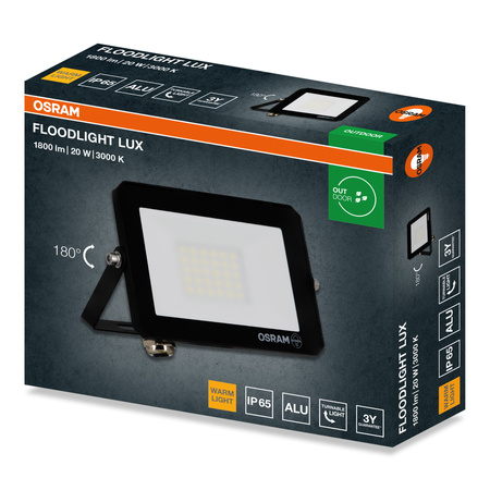 LED reflektor Halogenový venkovní reflektor 20W 3000K 1800lm IP65 FLOODLIGHT LUX OSRAM