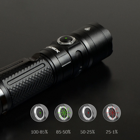 Taktická LED dobíjecí vodotěsná svítilna 20W 4000lm 6000K A406 velmi výkonná VIDEX