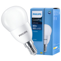 LED žárovka E14 7W = 60W 806lm 6500K Studená bílá KULIČKA PHILIPS