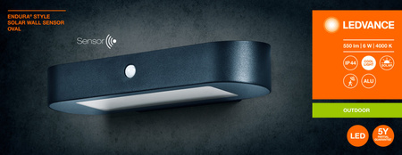 ENDURA Solární nástěnné svítidlo se senzorem 6W 4000K LEDVANCE