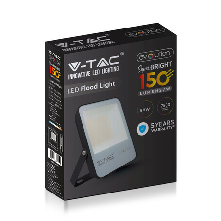 Reflektor LED 50W 7500lm 3000K IP65 Černá SMD VT-4961 V-TAC