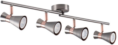 Stropní svítidlo LED GU10 s nastavitelným reflektorem Mileno Kanlux ve stříbrno-měděném provedení