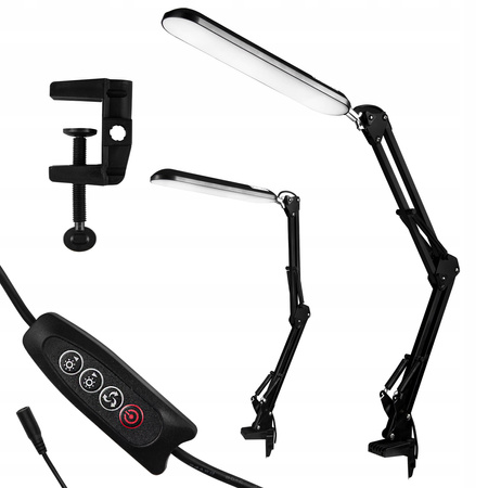 Stolní nastavitelná stolní lampa LED 7W 560lm 3000-4000-6000K CCT Školní noční světlo Stmívatelné vypínač černá Aleda Masterled