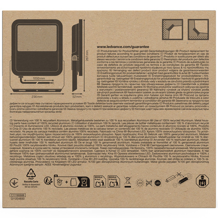 LED reflektor 69W 9150lm 3000K IP66 černý LEDVANCE reflektor