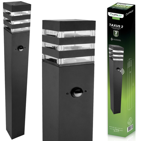 Venkovní zahradní lampa E27, LED snímač pohybu sloupek 80cm TAXUS 2 LUMILED