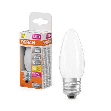 LED žárovka B35 E27 svíčka 3,4W = 40W 470lm 2700K teplá bílá 320° Dimmable SUPERSTAR Osram