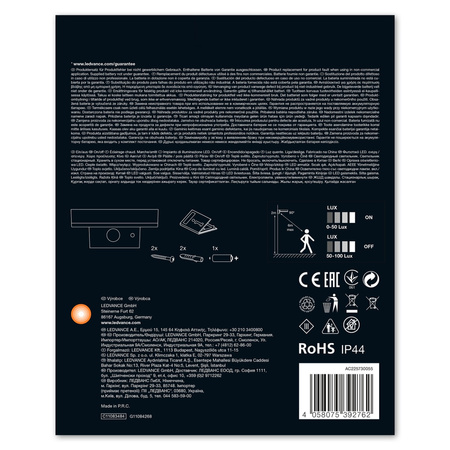 Solární zahradní nástěnná lampa LED fasádní lampa 6W černá kulatá ENDURA STYLE LEDVANCE