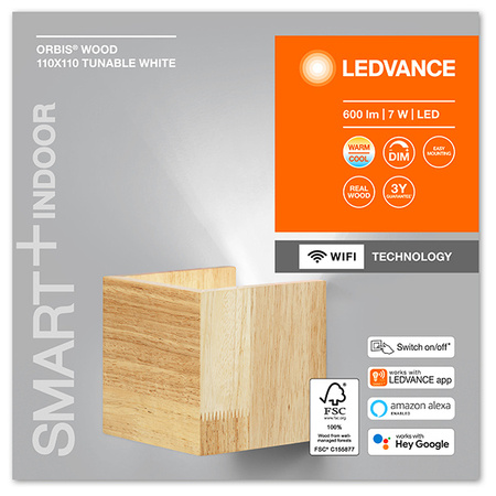 Nástěnné svítidlo SMART+ WIFI Chytré nástěnné svítidlo 7W ORBIS SWAN WOOD LEDVANCE