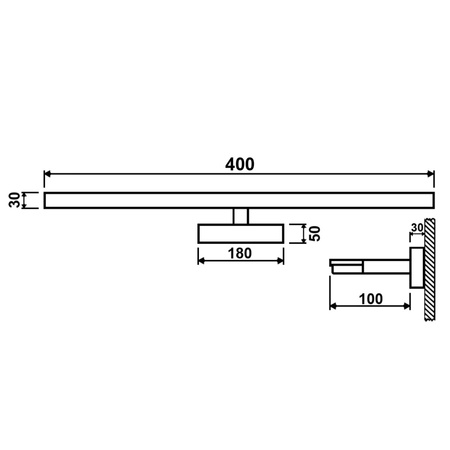 VENUS Zrcadlová lampa LED koupelnová nástěnná lampa 8W 580lm černá a zlatá 40cm