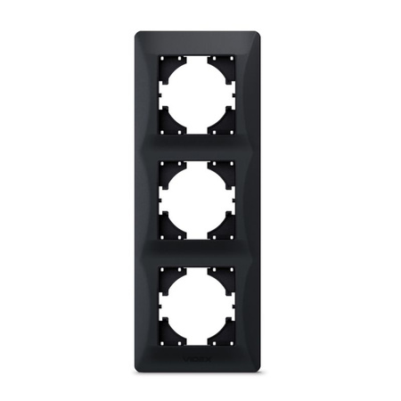 Horizontální rámeček pro zásuvky trojitý povrchová montáž černý BINERA VIDEX