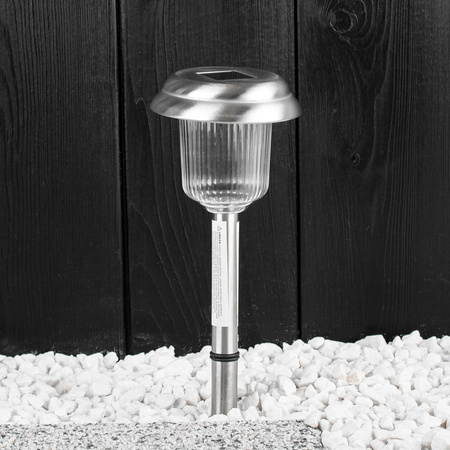 LED SOLAR zahradní lampa. chrom. 6000K. Studená bílá. 41cm