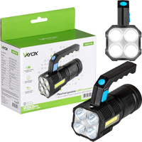 Dobíjecí LED reflektor 5W 250lm ruční světlo výkonné 4XLED+COB VA0113 VAYOX