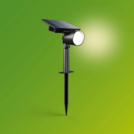 Solární zahradní lampa s reflektorem LED 1,4W 150lm 2700K IP44 se soumrakovým senzorem Ashlyn Black Philips