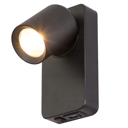 Nástěnná povrchová lampa na čtení GU10 USB černá matná Timo Masterled
