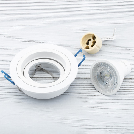 Halogenová Podhledové svítidlo GU10, MR16 Nastavitelná Kulatá Bílá CASSIO LUMILED