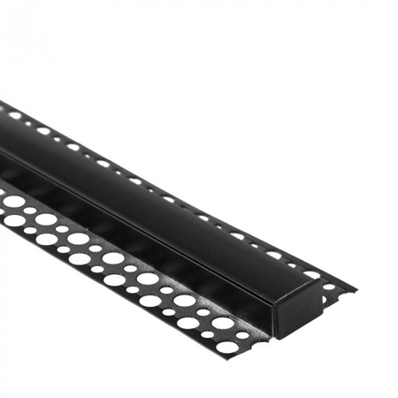 Hliníkový LED profil pro sádrokarton REGIPS široký pod dlažbu černý 1m s černým stínítkem pro LED pásky + krytky GNS Ecolight series