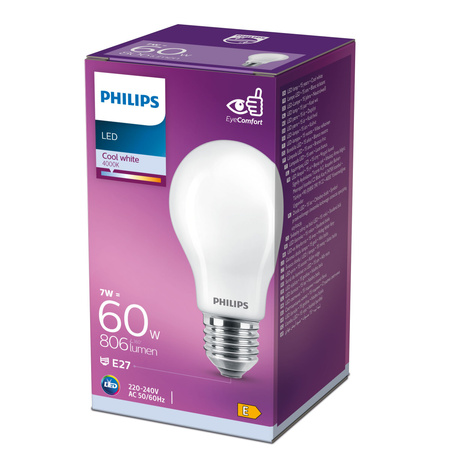 LED žárovka E27 7W = 60W 806lm 4000K neutrální bílá 300° PHILIPS