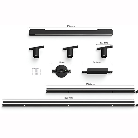 Perifo Lighting Rail Kit 1,5 m + 3x reflektor + LED světlo 44,6 W CCT RGB Philips HUE Bluetooth Black