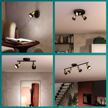 Reflektorové stropní svítidlo 3x GU10 černá-měděný vodič Philips