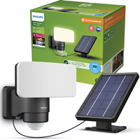 Solární LED reflektor 6W 1000lm 3000K IP44 se senzorem pohybu a soumraku černý Tylus Ultra Efficient Philips