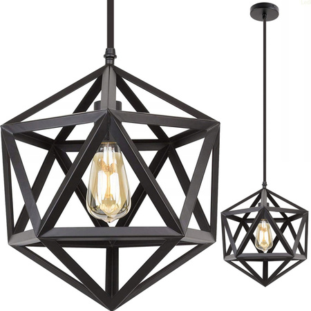 GEOMETRICKÁ Klec Stropní závěsná lampa Černá LOFT E27 Kov