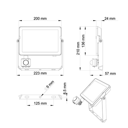 Reflektor LED 50W 4750lm 4000K IP65 černý s pohybovým a soumrakovým senzorem ProjectLine Floodlight PHILIPS