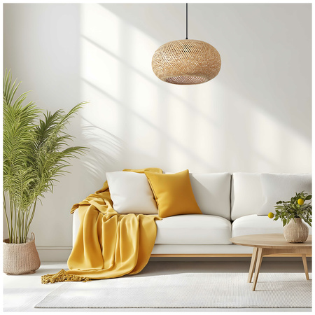 Bambusová dekorativní závěsná lampa E27 Boho Belmo Kobi