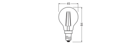 LED žárovka P45 E14 1,8W = 25W 250lm 2700K Warm 300° Filament Performance Class Ledvance
