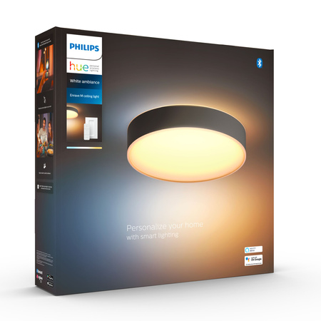 LED stropní plafon Enrave Black 19,2W 38cm CCT PHILIPS HUE Bluetooth + stmívač