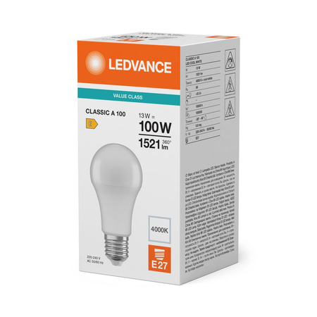 LED žárovka A60 E27 13W = 100W 1521lm 4000K neutrální bílá LEDVANCE