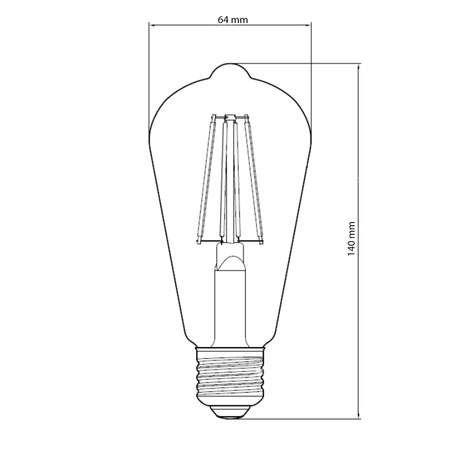 LED žárovka E27 ST64 7W = 60W 806lm 2700K teplá bílá Filament TOSHIBA