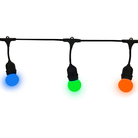 Venkovní zahradní girlanda světelný řetěz PARTY 5.6m 10xE27 barevný RGB 6W GOLDLUX (Polux)