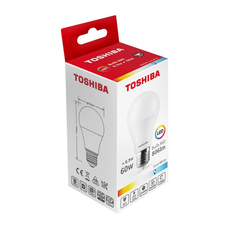 LED žárovka E27 A60 8.5W = 60W 806lm 6500K Studená bílá TOSHIBA