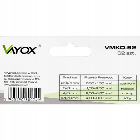 Izolované kabelové koncovky. kruhové konektory VMKO-50 VAYOX