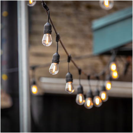 Venkovní zahradní světelný řetěz Girland 500lm 2700K Warm 20x E27 Black IP44 10m Baja Kobi