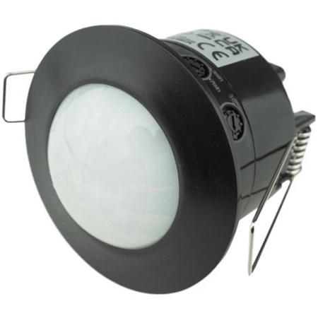 PIR pohybový a soumrakový senzor. zapuštěný. 360°. 6m. vnitřní. černý