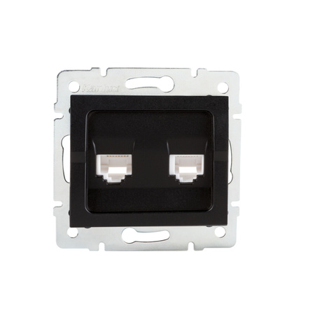 Dvojitá počítačová zásuvka černá matná (2x RJ45Cat 5e Jack) LOGI KANLUX 