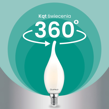 LED žárovka E14 svíčka BA35 2,2W 470lm = 40W 2700K teplá bílá 360° Filament energetická třída A LUMILED