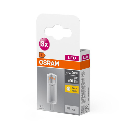 3x Žárovka LED G4 CAPSULE 1.8W = 20W 200lm 2700K 300° 12V OSRAM