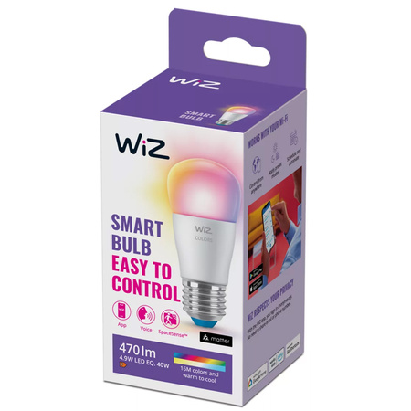 LED žárovka E27 Ball P45 4,9W = 40W 470lm 2200-6500K RGB + TW Smart SMART WiFi Bluetooth App WiZ