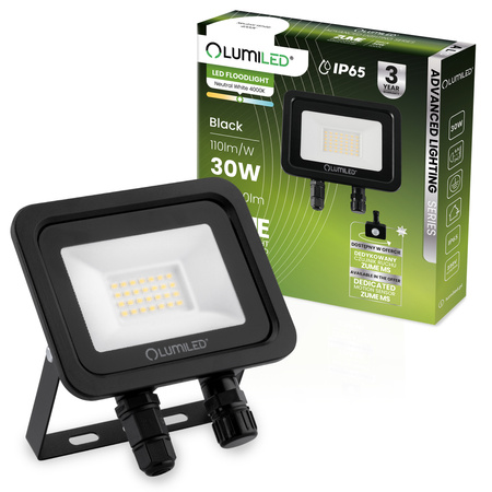 ZUME Reflektor LED 30W 3300lm 4000K IP65 Černá řada pokročilého osvětlení LUMILED