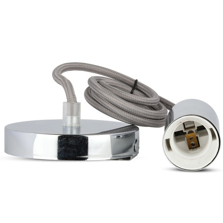 Závěsné svítidlo E27 Chromované stínítko s šedým kabelem VT-7338 V-TAC